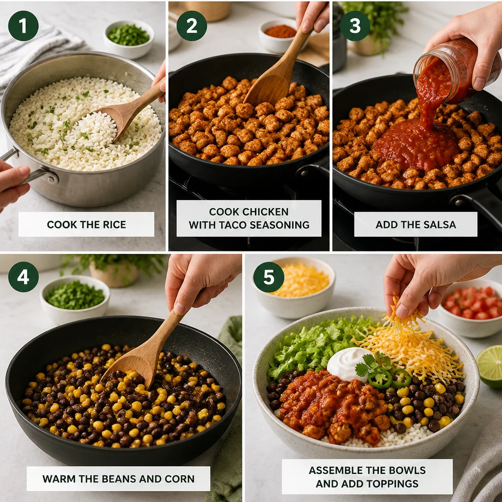 20-Minute Chicken Taco Rice Bowls